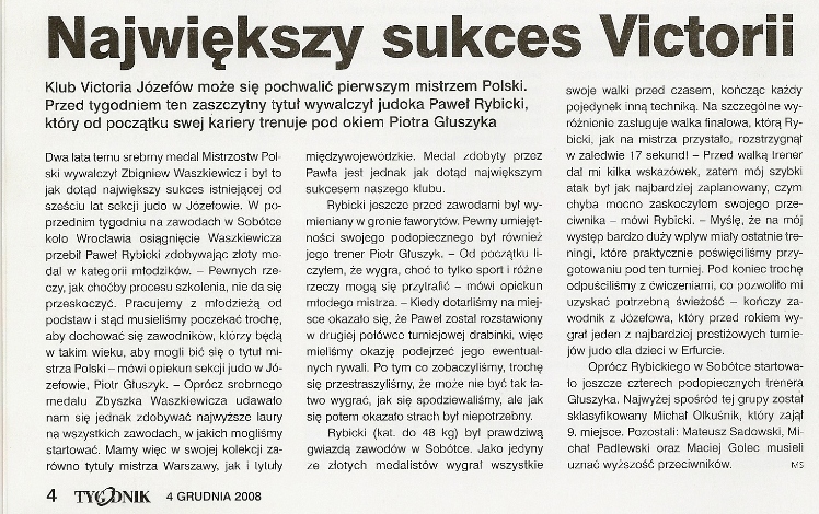 Tygodnik Regionalny — Największy sukces Victorii (2008)