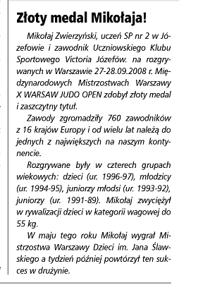 Józefów nad Świdrem — Złoty medal Mikołaja! (2008)