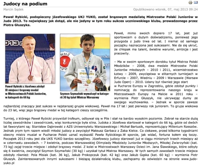 Linia Otwocka — Judocy na podium (2013)