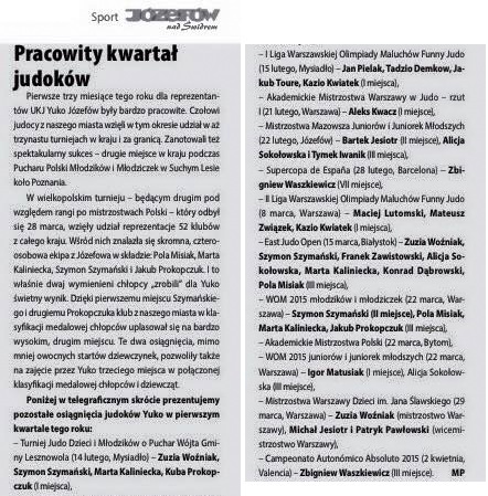 Józefów nad Świdrem — Pracowity kwartał judoków (2015)
