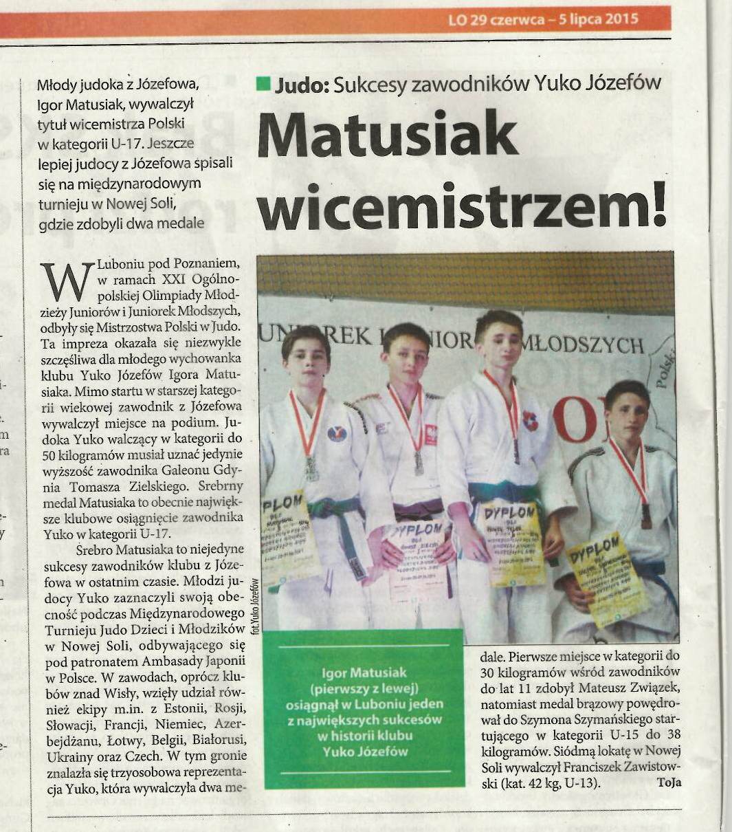 Linia Otwocka — Matusiak wicemistrzem (2015)