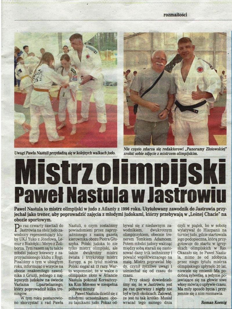 Panorama Złotowska — Mistrz olimpijski Paweł Nastula w Jastrowiu (2016)