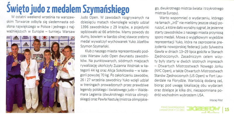Józefów nad Świdrem — Święto judo z medalem Szymańskiego (2016)